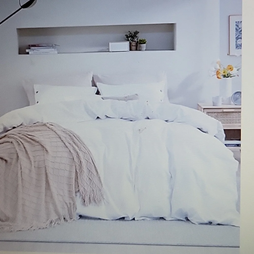 Bedsure Get Cozy Essentials 3pc Duvet Cover Set White 100% polyester 90x99